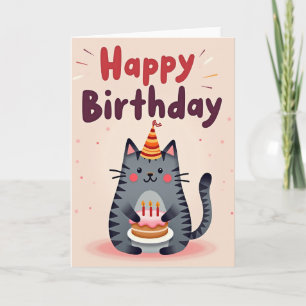 Katzen-Geburtstagskarte mit Torte Karte