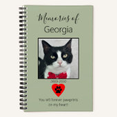 Katzen-Gedenkbuch Salbeigrün Notizblock (Vorderseite)