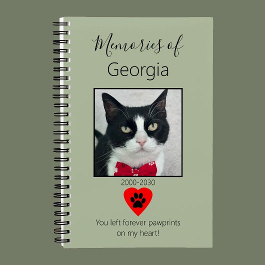Katzen-Gedenkbuch Salbeigrün Notizblock