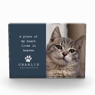 Katzen-Gedenkstätte Mein Herz Lebt Im Himmel Navy Fotoblock