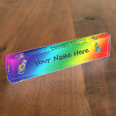 Katzen-geformte Regenbogen-Rotation Namensplakette (Seite)