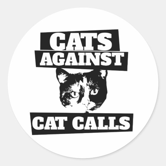 Katzen gegen Catcalls retro calico feminist Runder Aufkleber (Vorderseite)