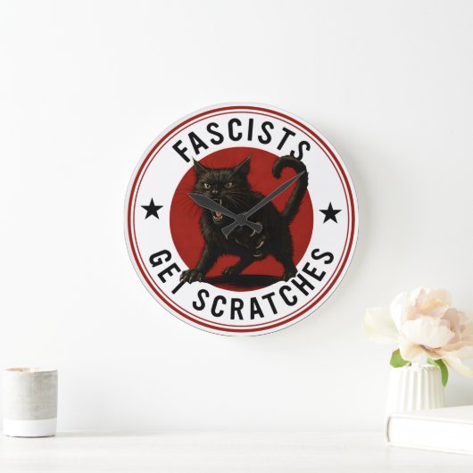 Katzen gegen Faschisten Große Wanduhr (Zuhause)