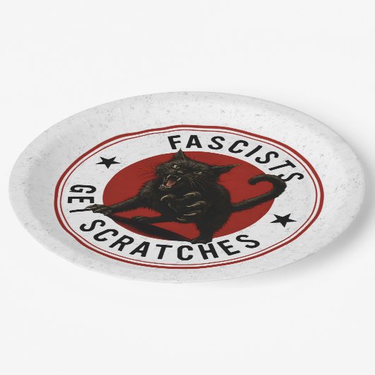 Katzen gegen Faschisten Pappteller (Schrägansicht)