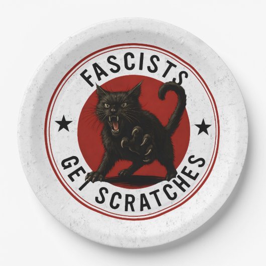 Katzen gegen Faschisten Pappteller (Vorderseite)