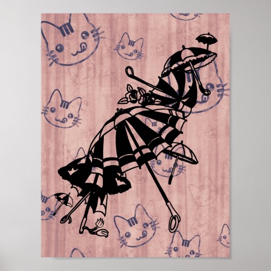 Katzen gegenüber Sonnenschirmen Sonnenschirme Sonn Poster (Vorne)