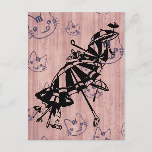 Katzen gegenüber Sonnenschirmen Sonnenschirme Sonn Postkarte (Vorderseite)