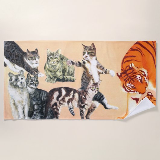 Katzen gehen zum Strand Strandtuch (Vorderseite)