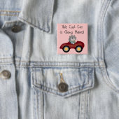 Katzen-gehende Platz-rote Auto-T-Shirts und Gesche Button (Beispiel)