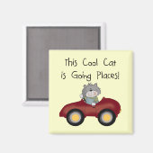 Katzen-gehende Platz-rote Auto-T-Shirts und Gesche Magnet (Vorderseite/Rückseite)