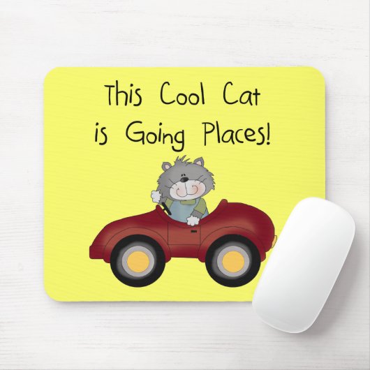 Katzen-gehende Platz-rote Auto-T-Shirts und Gesche Mousepad (Mit Mouse)