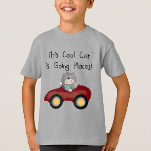 Katzen-gehende Platz-rote Auto-T-Shirts und T-Shirt
