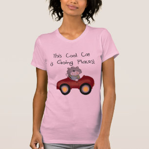 Katzen-gehende Platz-rote Auto-T-Shirts und T-Shirt