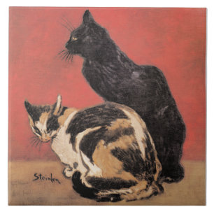 Katzen, Gemälde von Theophile Steinlen, Fliese