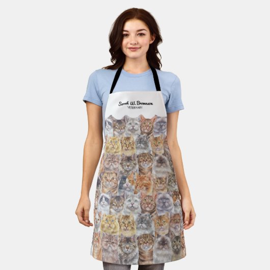 Katzen Gemustert Schürze (Getragen)