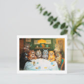 Katzen genießen Zigarren & Brandy, Louis Wain Postkarte (Stehend Vorderseite)