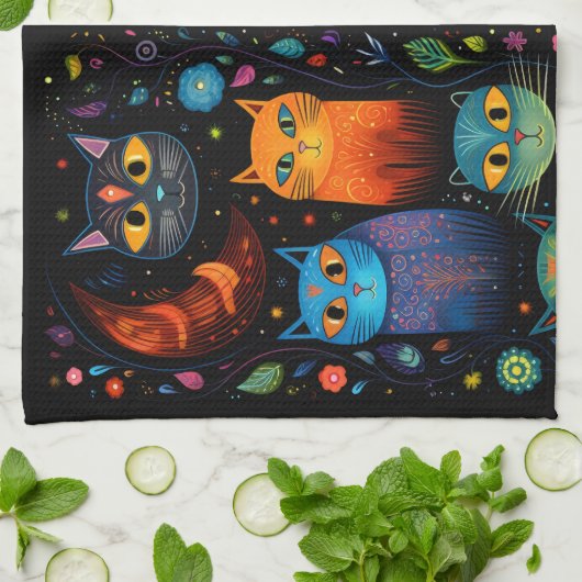 Katzen Geschirrtuch (Gefaltet)