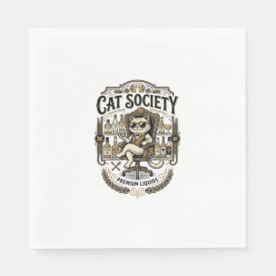 Katzen Gesellschaft Katze Alkohol Bar Humor Vintag Serviette