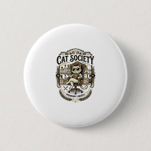 Katzen Gesellschaft Katzen Alkohol Bar Humor Vinta Button