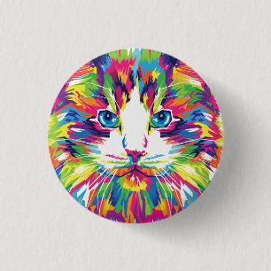 Katzen-Gesicht Geometrisches Prismen-Design-32453 Button