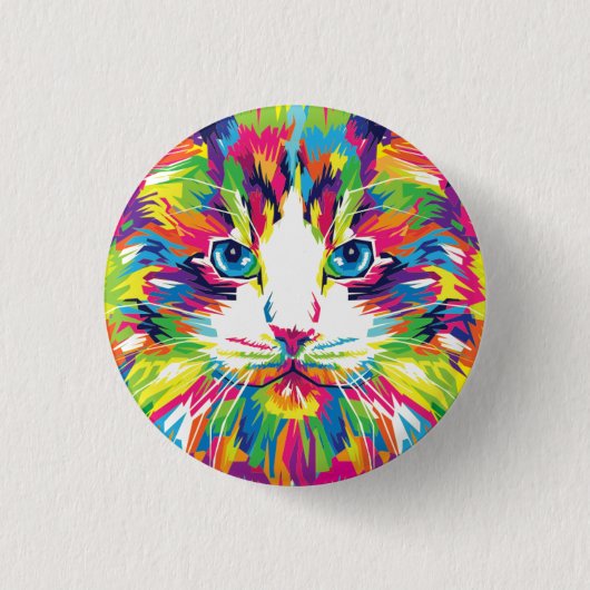 Katzen-Gesicht Geometrisches Prismen-Design-32453 Button (Vorderseite)