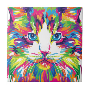 Katzen-Gesicht Geometrisches Prismen-Design-32453 Fliese