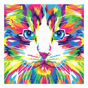 Katzen-Gesicht Geometrisches Prismen-Design-32453 Fotodruck