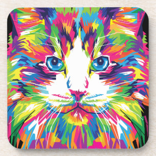 Katzen-Gesicht Geometrisches Prismen-Design-32453 Getränkeuntersetzer