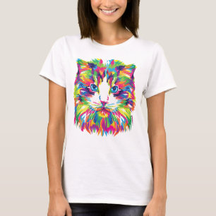 Katzen-Gesicht Geometrisches Prismen-Design-32453 T-Shirt