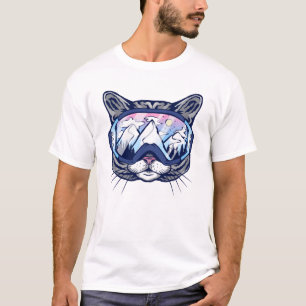 Katzen-Gesicht Katze mit Skibrille T-Shirt