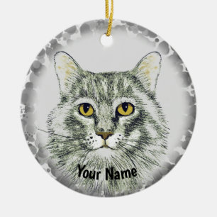 Katzen Gesicht  Keramik Ornament