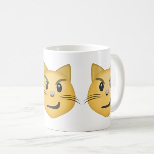 Katzen-Gesicht mit gequältem Lächeln Emoji Kaffeetasse (VorderseiteRechts)