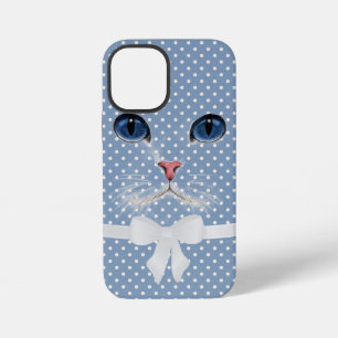 Katzen-Gesicht mit Schleife auf Punkten iPhone 12 Mini Hülle