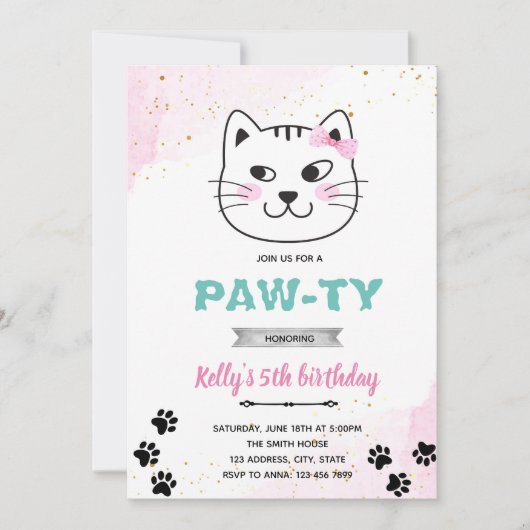Katzen-Gesicht-Party-Einladung Einladung (Vorderseite)
