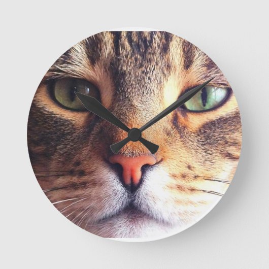 Katzen-Gesicht Runde Wanduhr (Vorderseite)