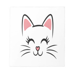 Katzen-Gesicht-Schnurrhaare-Druck Liebe Halloween Notizblock