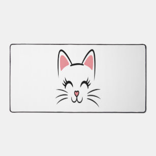 Katzen-Gesicht-Schnurrhaare-Druck Liebe Halloween Schreibtischunterlage