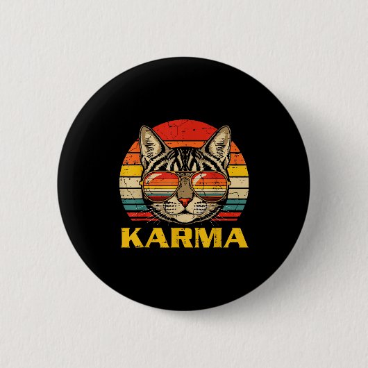 Katzen-Gesicht Sungles Karma Lustige Kätzchen Kitt Button (Vorderseite)