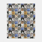 Katzen-Gesichter-Collage-Decke Fleecedecke (Vorderseite)