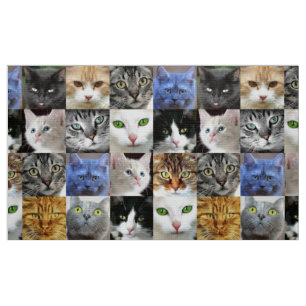 Katzen-Gesichter-Collage-Nähstoff Stoff