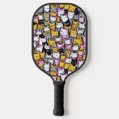 Katzen Gesichter Doodmuster Feline Pets Monogramm Pickleball Schläger (Rückseite)