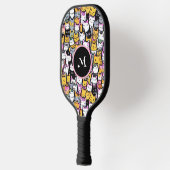 Katzen Gesichter Doodmuster Feline Pets Monogramm Pickleball Schläger (Links)