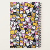 Katzen Gesichter Doodmuster Feline Pets Monogramm Planer (Rückseite)