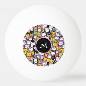 Katzen Gesichter Doodmuster Feline Pets Monogramm  Tischtennisball (Vorderseite)