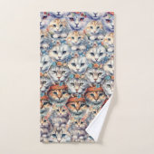 Katzen-Gesichter Sechseck-Muster Badhandtuch Set (Handtuch)