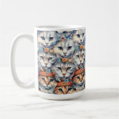 Katzen-Gesichter Sechseck-Muster Kaffeetasse (Links)