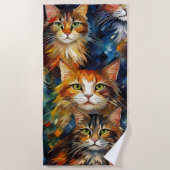 Katzen Gesichter Tiere Kunst  Strandtuch (Vorderseite)