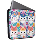 Katzen Gesichter Und Blumen Laptopschutzhülle (Vorne Rechts)