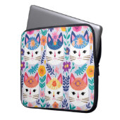 Katzen Gesichter Und Blumen Laptopschutzhülle (Vorderseite Links)