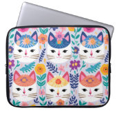 Katzen Gesichter Und Blumen Laptopschutzhülle (Vorderseite)